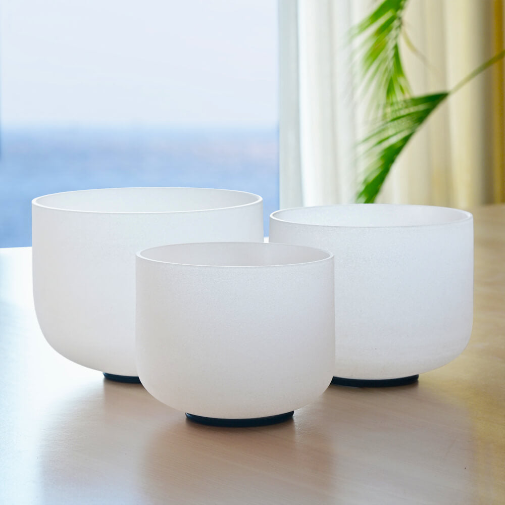 Chakra healing crystal singing bowl frosted
