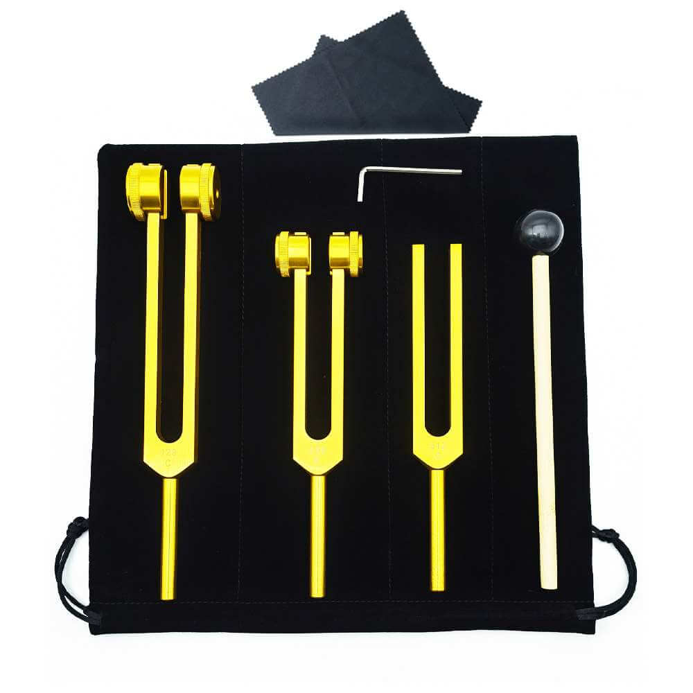 Ovivra 128Hz 256Hz 512Hz Tuning Fork Set – Sound Healing Therapy Kit for Chakra Balancing