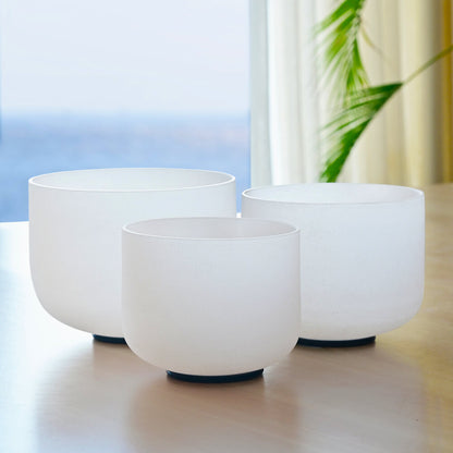 Chakra healing crystal singing bowl frosted