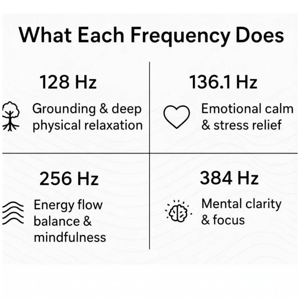 Ovivra Tuning Fork Set – 128 Hz, 136.1 Hz, 256 Hz & 384 Hz for Relaxation, Meditation