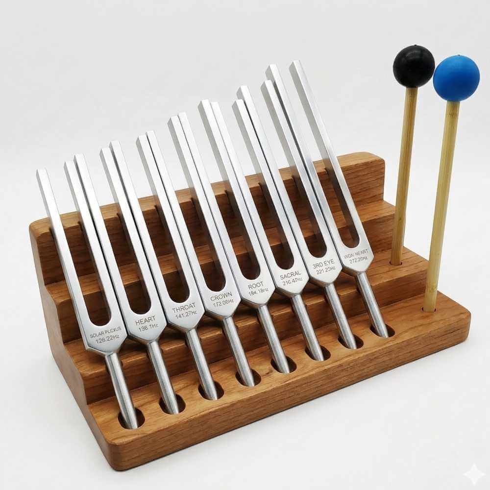 Planetary tuning fork set for meditation and chakra balancing 