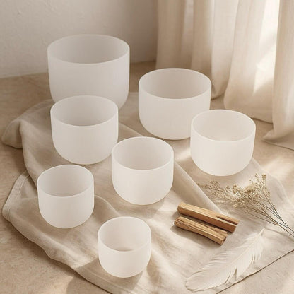 Ovivra 7 Pcs Frosted Crystal Singing Bowl Set for Sound Bath