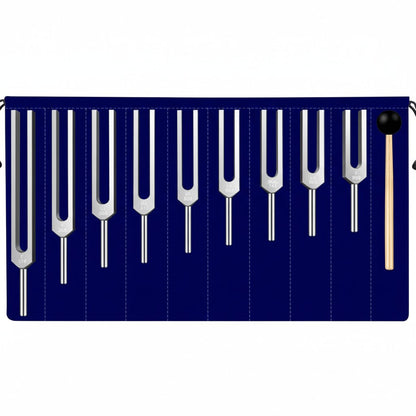 sliver 9 frenquency solfggio tuning fork set
