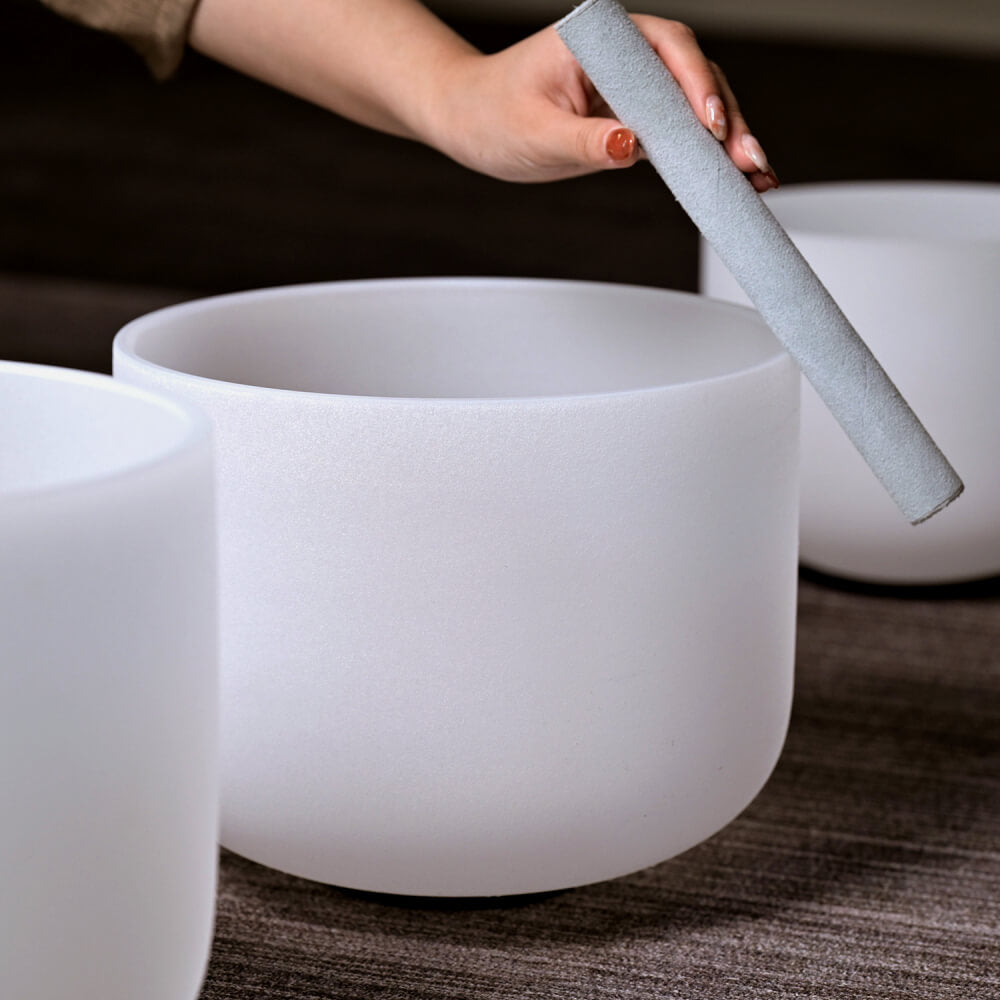 sound therapy frosted quartz singing bowl